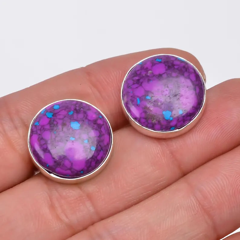 Purple Turquoise  925 Sterling Silver Cufflinks