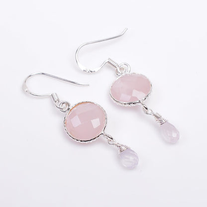 Rose Quartz Minimalist Handcrafted Drop Earrings
