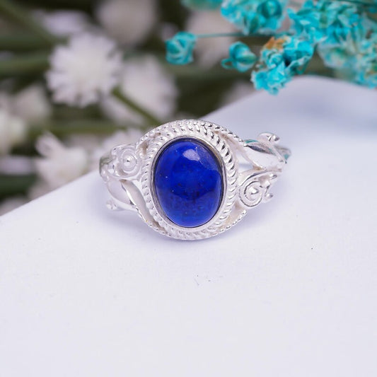 Natural Lapis Lazuli Gemstone Handcrafted Statement Ring