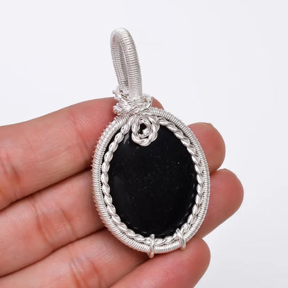 Black Onyx Natural Gemstone Handcrafted Pendant