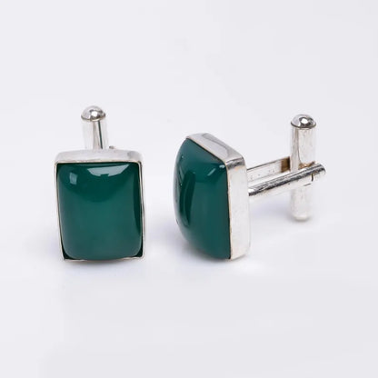 Green Onyx 925 Sterling Silver Cufflinks