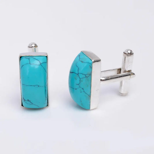 Turquoise 925 Sterling Silver Wedding Cufflinks