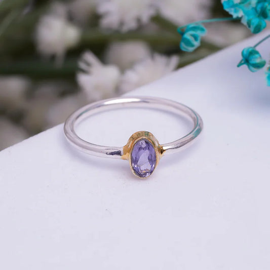 Iolite Gemstone Handcrafted Statement Birthstone Ring