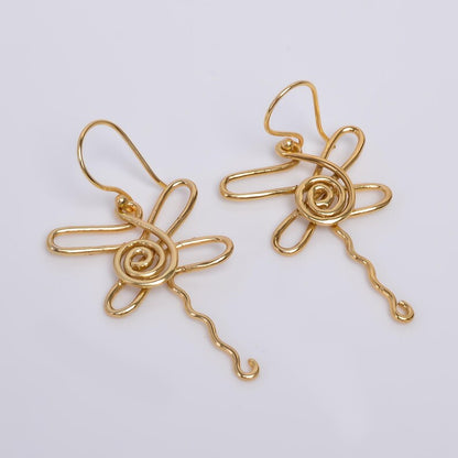 Dragon Fly Design Drop and Dangle Handcrafted Earrings
