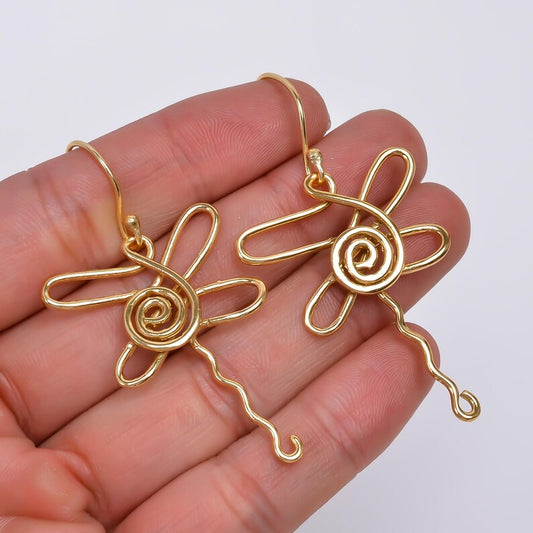 Dragon Fly Design Drop and Dangle Handcrafted Earrings