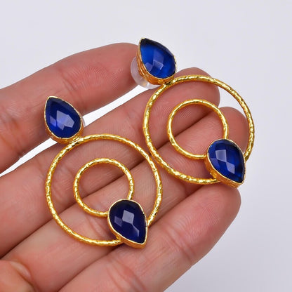 Lapis Lazuli Handcrafted Natural Gemstone Stud Earrings