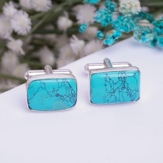 Turquoise Natural Gemstone Handcrafted Cufflinks