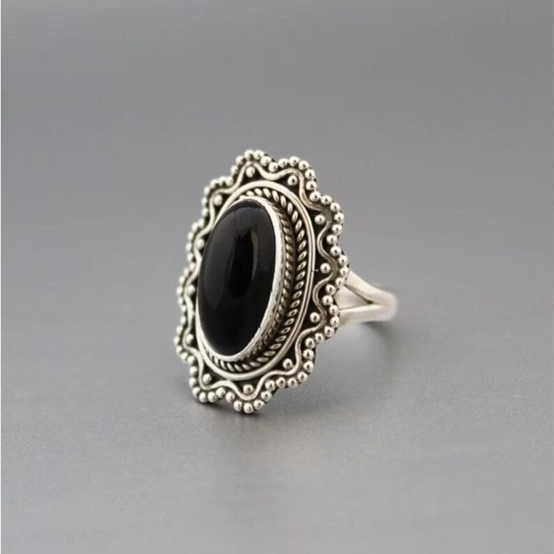 Genuine Black Onyx December Birthstone Signet Ring
