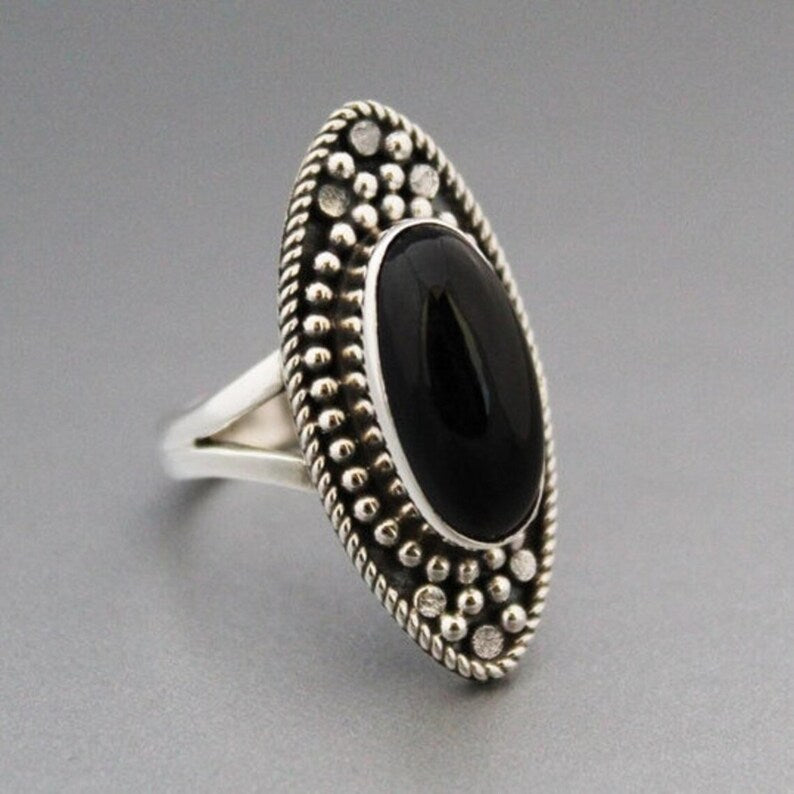 Genuine Black Onyx December Birthstone Signet Ring