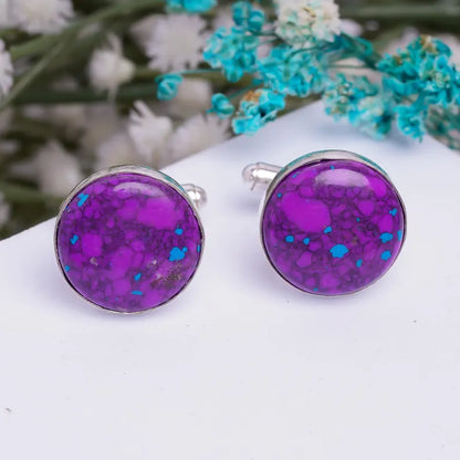 Purple Turquoise  925 Sterling Silver Cufflinks