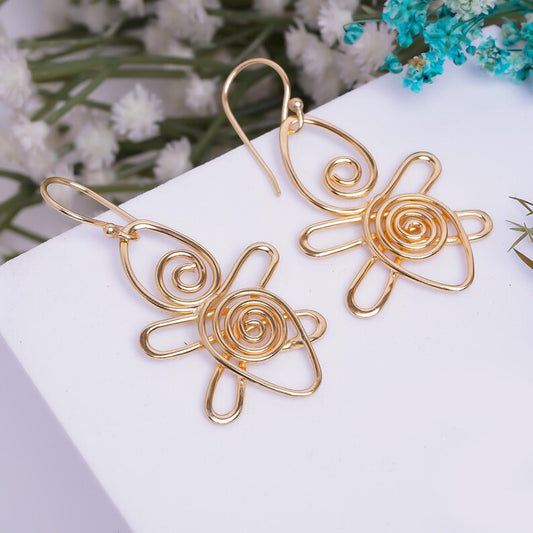 Tortoise Wire Rape Drop and Dangle Handcrafted Earrings
