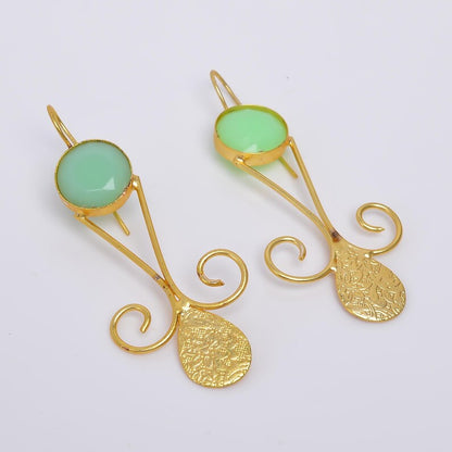 Prehnite Natural Gemstone Handcrafted Drop Earrings