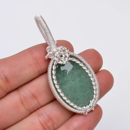 Green Jade 925 Sterling Silver Handcrafted Pendant