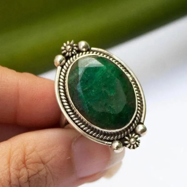 Larimar And Malachite Promise Gemstone Ring