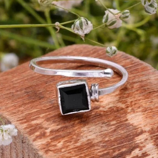 Vintage Adjustable Handcrafted Black Onyx Ring
