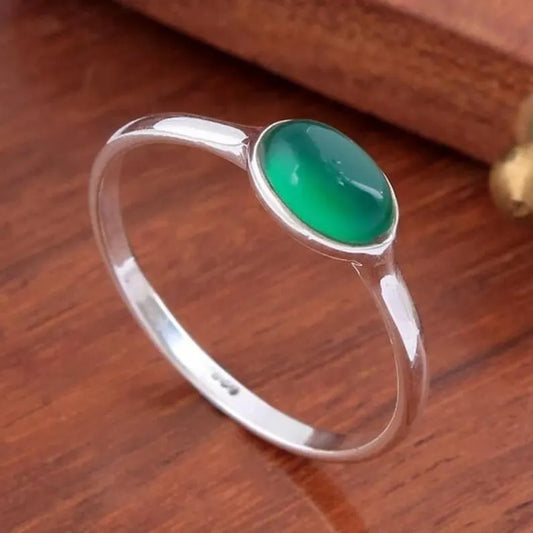 Green Onyx Gemstone Handcrafted Birthstone Ring