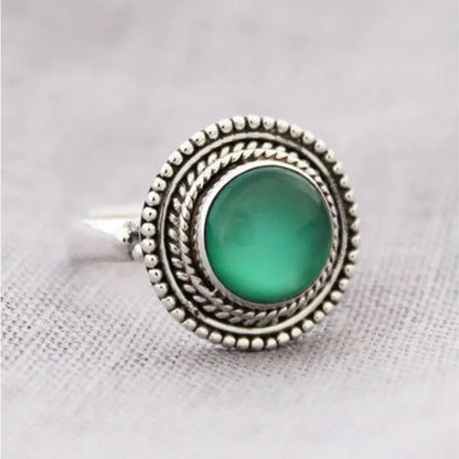 Green Onyx And Smokey Quartz Handcrafted Birthstone Ring