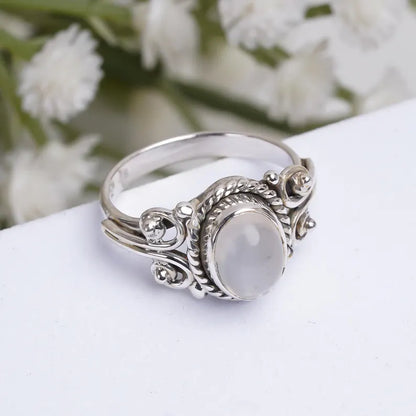 Natural Moonstone Gemstone Handcrafted Statement Ring
