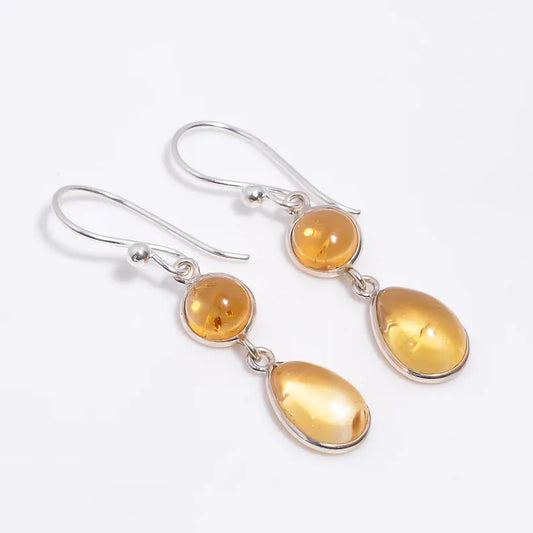 Natural Citrine Gemstone Handcrafted Drop Earrings