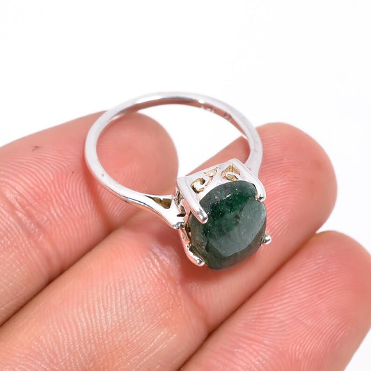 Green Jade Natural Gemstone Birthstone Handcrafted Ring