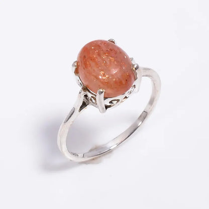 Natural Sunstone Gemstone Statement Handcrafted Ring