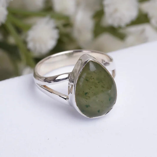 Jade Statement Minimalist Natural Gemstone Handcrafted Ring