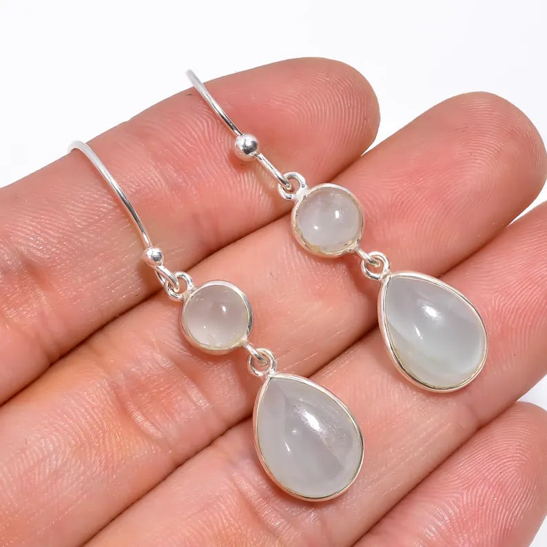 Moonstone Handcrafted Natural Gemstone Drop Earrings