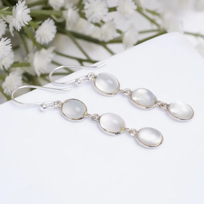 Natural Moonstone Gemstone Handcrafted Drop Earrings