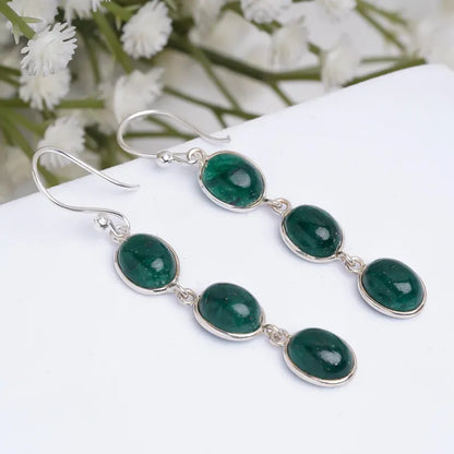 Green Jade Handcrafted Natural Gemstone Drop Earrings