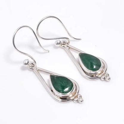 Green Jade Natural Gemstone Handcrafted Drop Earrings