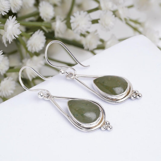 Jade Handcrafted Natural Gemstone Drop Earrings