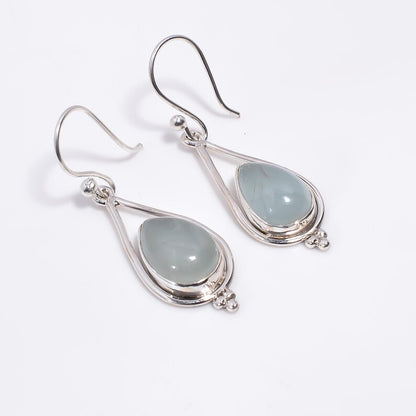 Chalcedony Handcrafted Natural Gemstone Drop Earrings