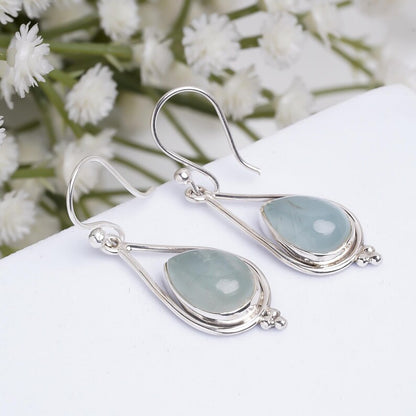 Chalcedony Handcrafted Natural Gemstone Drop Earrings