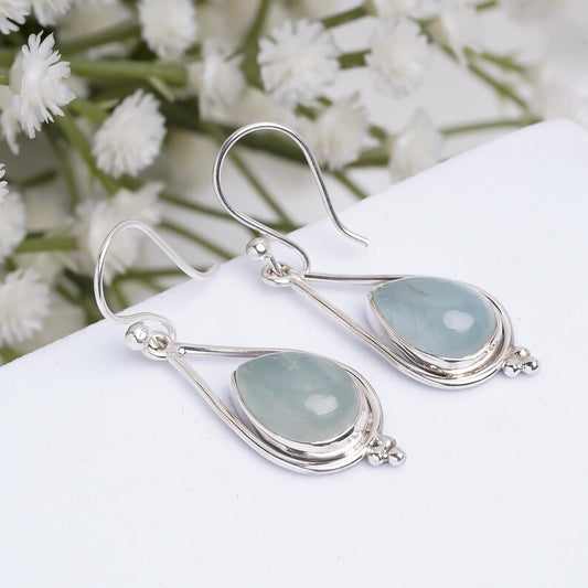 Chalcedony Handcrafted Natural Gemstone Drop Earrings