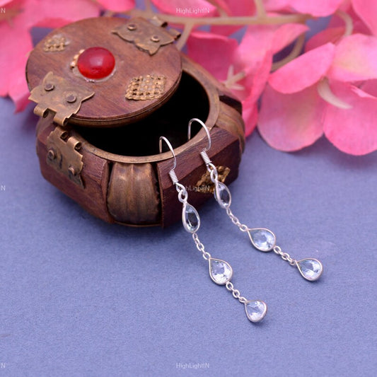 Aquamarine Dangling Handcrafted Gemstone Drop Earrings