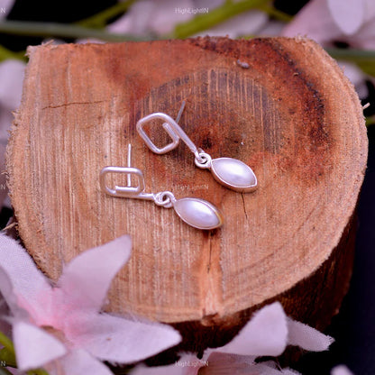Natural Pearl Handcrafted Minimalist Stud Earrings