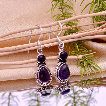 Amethyst Gemstone Dangling Handcrafted Drop Earrings