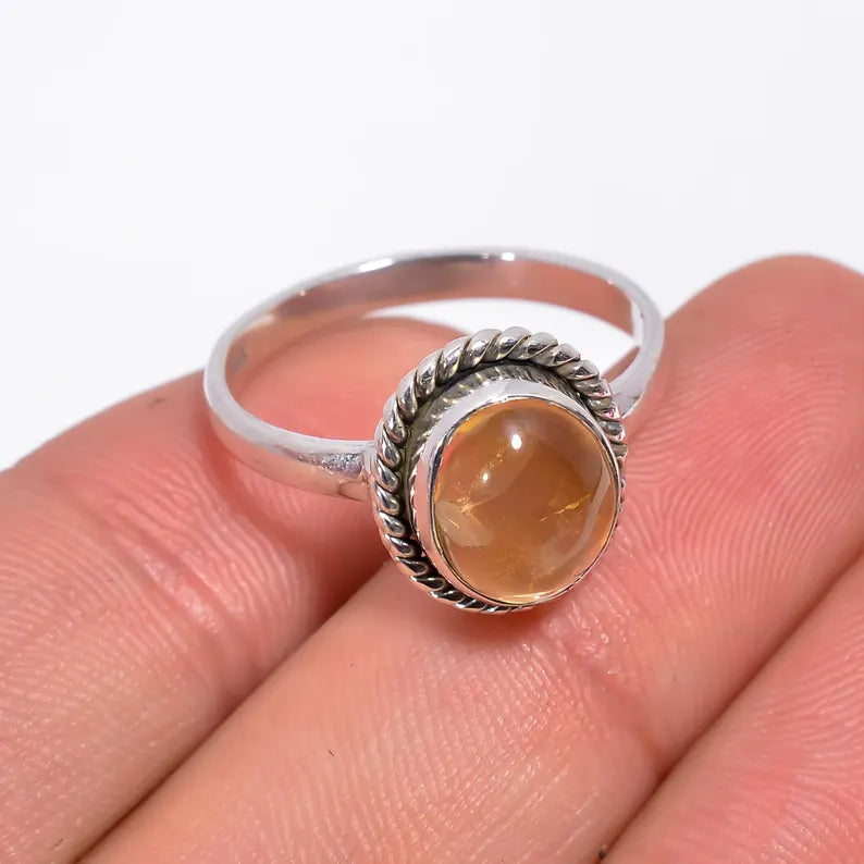 Natural Citrine Gemstone Statement Handcrafted Ring