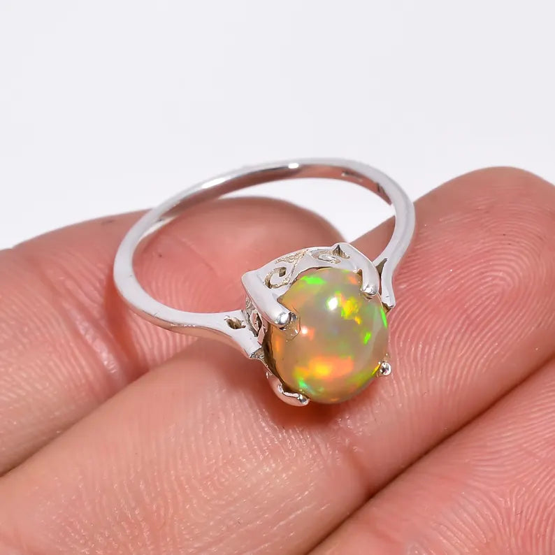 Opal Handcrafted Statement Natural Gemstone Ring