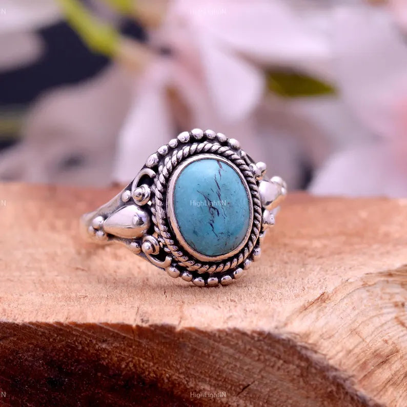 Natural Turquoise Handmade December Birthstone Statement Ring