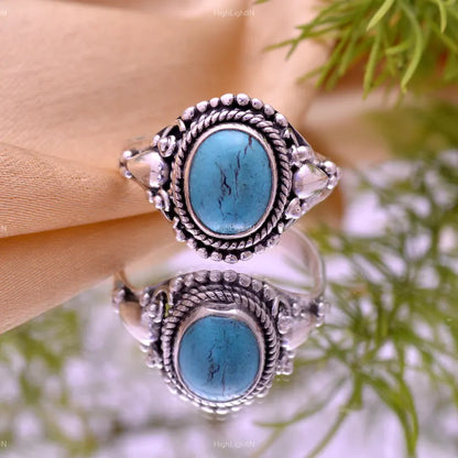 Natural Turquoise Handmade December Birthstone Statement Ring