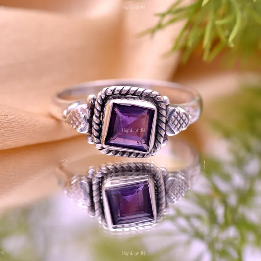 Amethyst Handcrafted Statement Natural Gemstone Ring