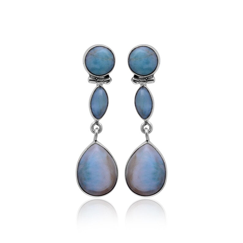 Natural Larimar Gemstone Handcrafted Drop Earrings