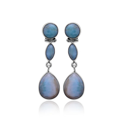 Natural Larimar Gemstone Handcrafted Drop Earrings