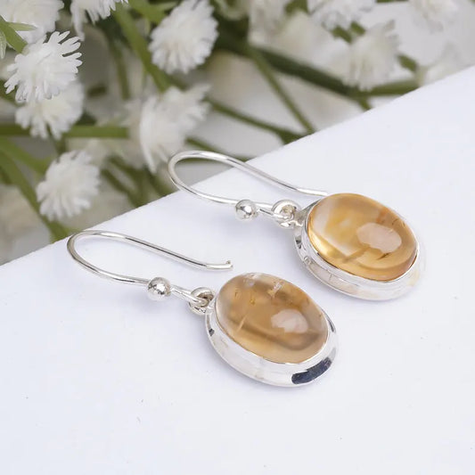 Natural Gemstone Citrine Handcrafted Drop Earrings