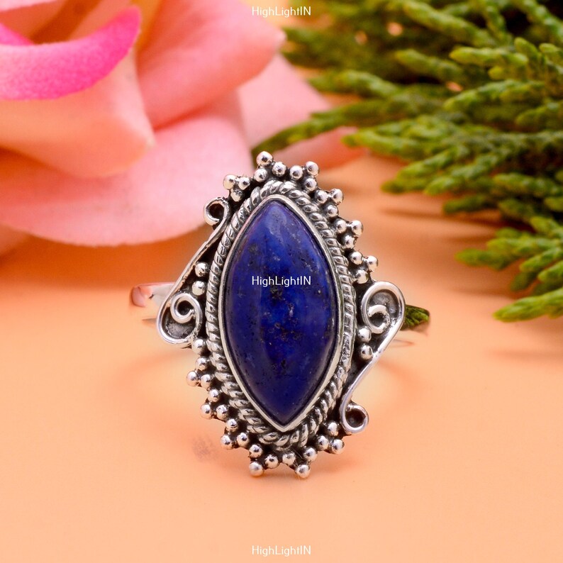 Lapis Lazuli Gemstone Handcrafted Statement Ring