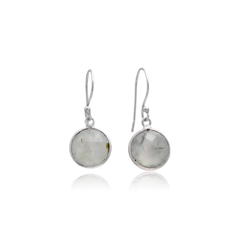 Natural Prehnite Gemstone Handcrafted Drop Earrings
