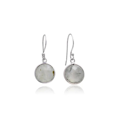 Natural Prehnite Gemstone Handcrafted Drop Earrings