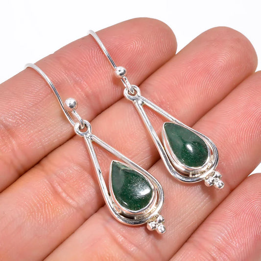 Green Jade Natural Gemstone Handcrafted Drop Earrings