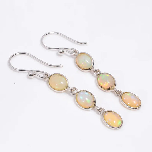 Opal Handcrafted Natural Gemstone Drop Earrings
